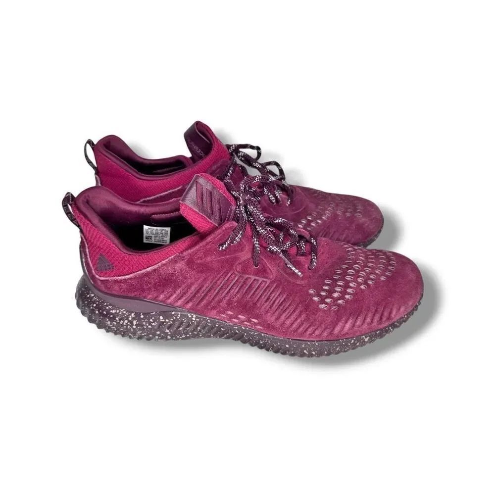 Adidas Maroon Alphabounce Lea Men's Running Shoes Suede Upper, Black Midsoles 13